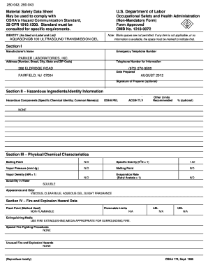 Material Safety Data Sheet for Aquasonic 100 Ultrasound Transmission Gel