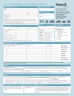 Sunvil Advance Registration Booking Form