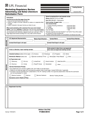 Advertising and Sales Literature Submission Form