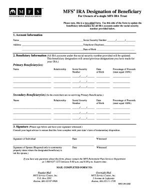 MFS IRA Designation of Beneficiary Form