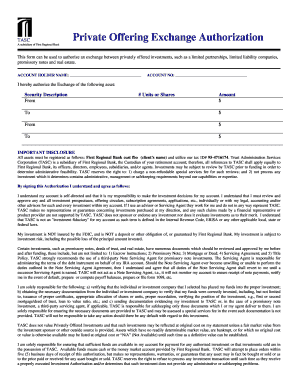 Private Offering Exchange Authorization Form