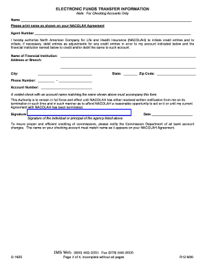 NACOLAH Electronic Funds Transfer Authorization