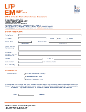 Formulaire de demande de logement CROUS
