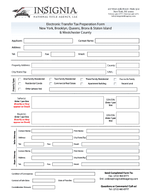 Electronic Transfer Tax Preparation Form