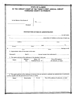 Illinois Petition for Letters of Administration