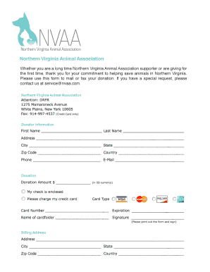 Northern Virginia Animal Association Donation Form