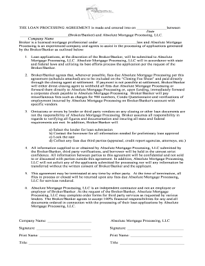 Loan Processing Agreement
