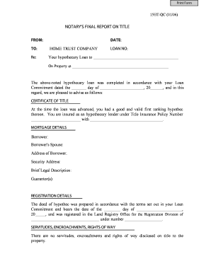 Notary's Final Report on Title