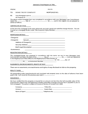 Solicitor's Final Report on Title