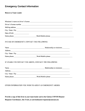Emergency Contact Information Form