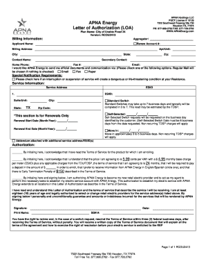 Letter of Authorization for Electric Service