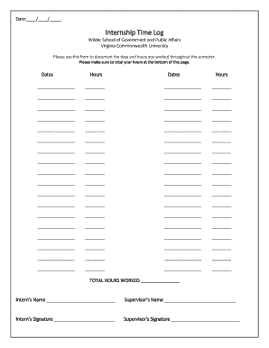 Internship Time Log Form
