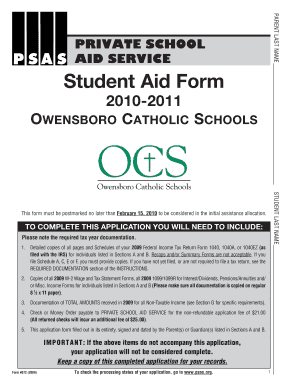 Private School Aid Form