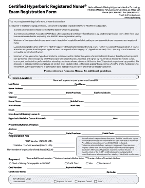 Certified Hyperbaric Registered Nurse National Board of Diving & Hyperbaric Medical Technology - nbdhmt
