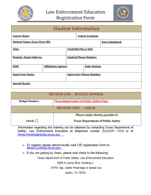 Law Enforcement Education Registration Form