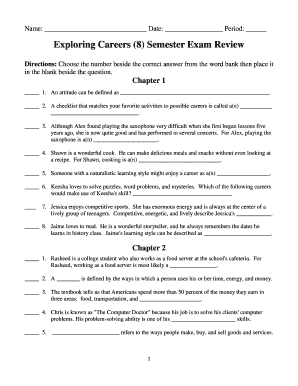 Exploring Careers Semester Exam Review
