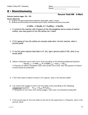 Chemistry Percent Yield Worksheet