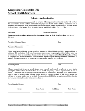Inhaler Authorization Form