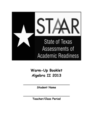 Algebra II Warm-Up Booklet