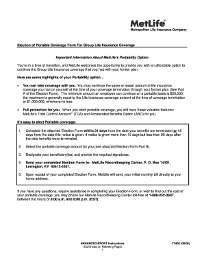 MetLife Portable Coverage Election Form