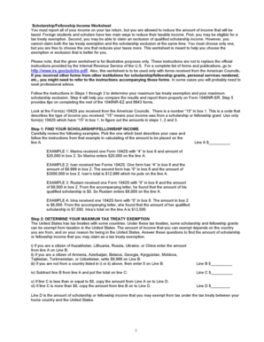 Scholarship/Fellowship Income Worksheet