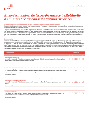 Auto-évaluation de la performance individuelle d’un membre du conseil d’administration