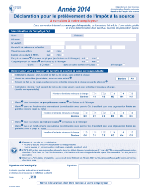Déclaration pour le prélèvement de l’impôt à la source