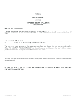 Ontario Family Court Notice Form 6A