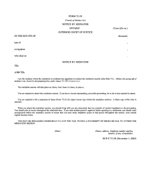 Notice by Mediator Form 75.1B