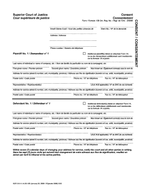 Ontario Small Claims Court Consent Form 13B