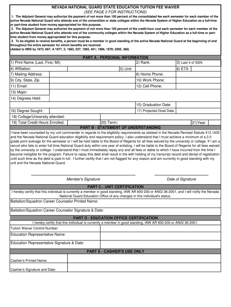 nevada national guard tuition waiver Preview on Page 1