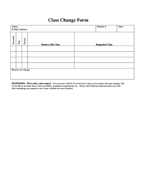 Student Class Change Form