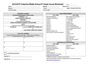 2014-2015 Timberline Middle School 9th Grade Course Worksheet - timberline alpineschools