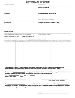 Certificate of Origin