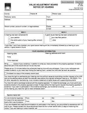Florida Value Adjustment Board Hearing Notice