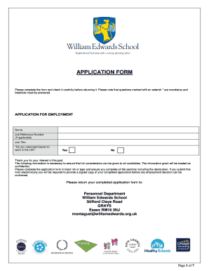 UK Employment Application Form