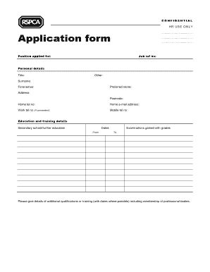 RSPCA Job Application Form