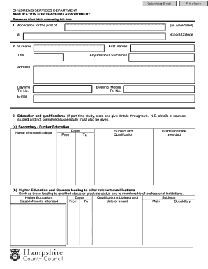 Application for Teaching Appointment