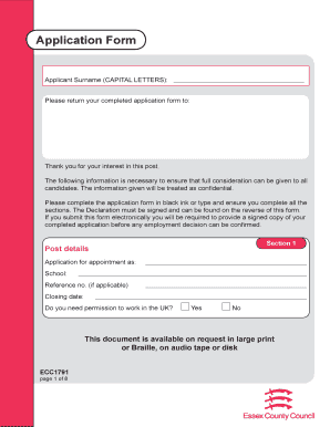 School Employment Application Form