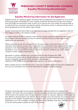 Equality Monitoring Questionnaire