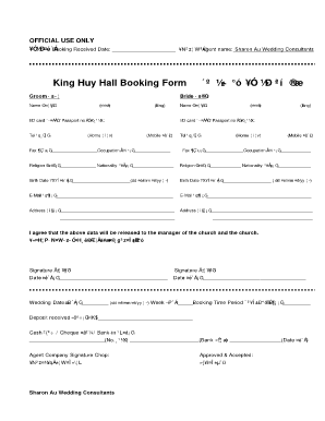 King Huy Hall Booking Form ??????? - Sharon Au Wedding ...
