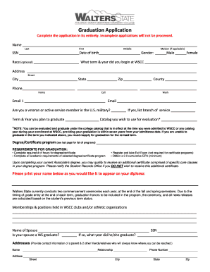 Walters State Graduation Application Form