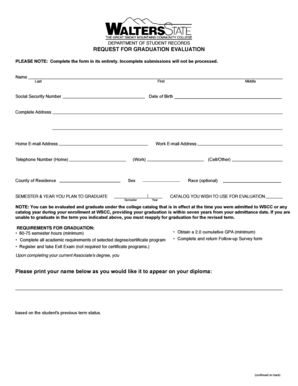 Request for Graduation Evaluation