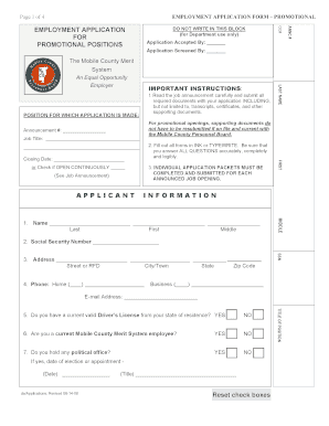 Employment Application Form – Promotional