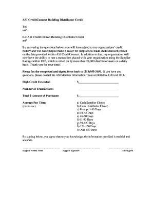 ASI CreditConnect Building Distributor Credit Form