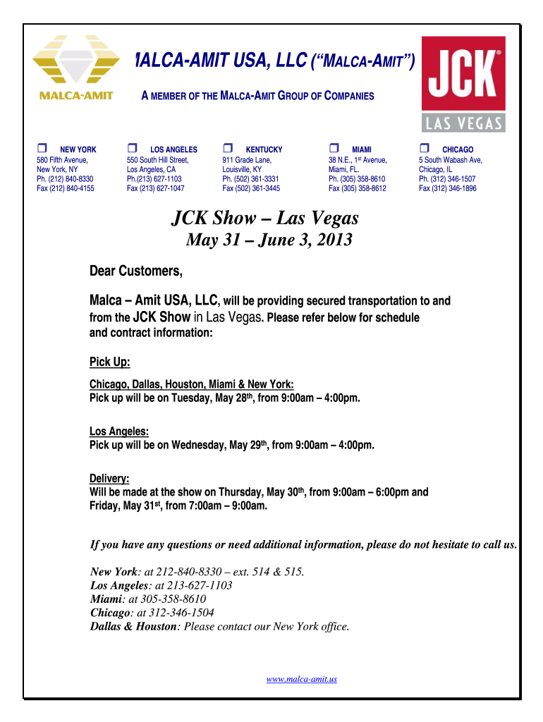 malca amit las vegas show form Preview on Page 1