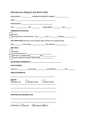 maintenance request form template