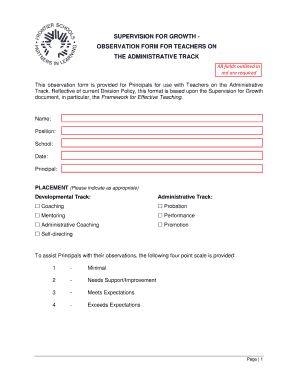 Teacher Administrative Track Observation Form