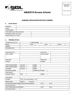 W&RSETA Bursary Application Form