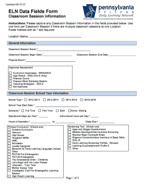 Classroom Session Information Form
